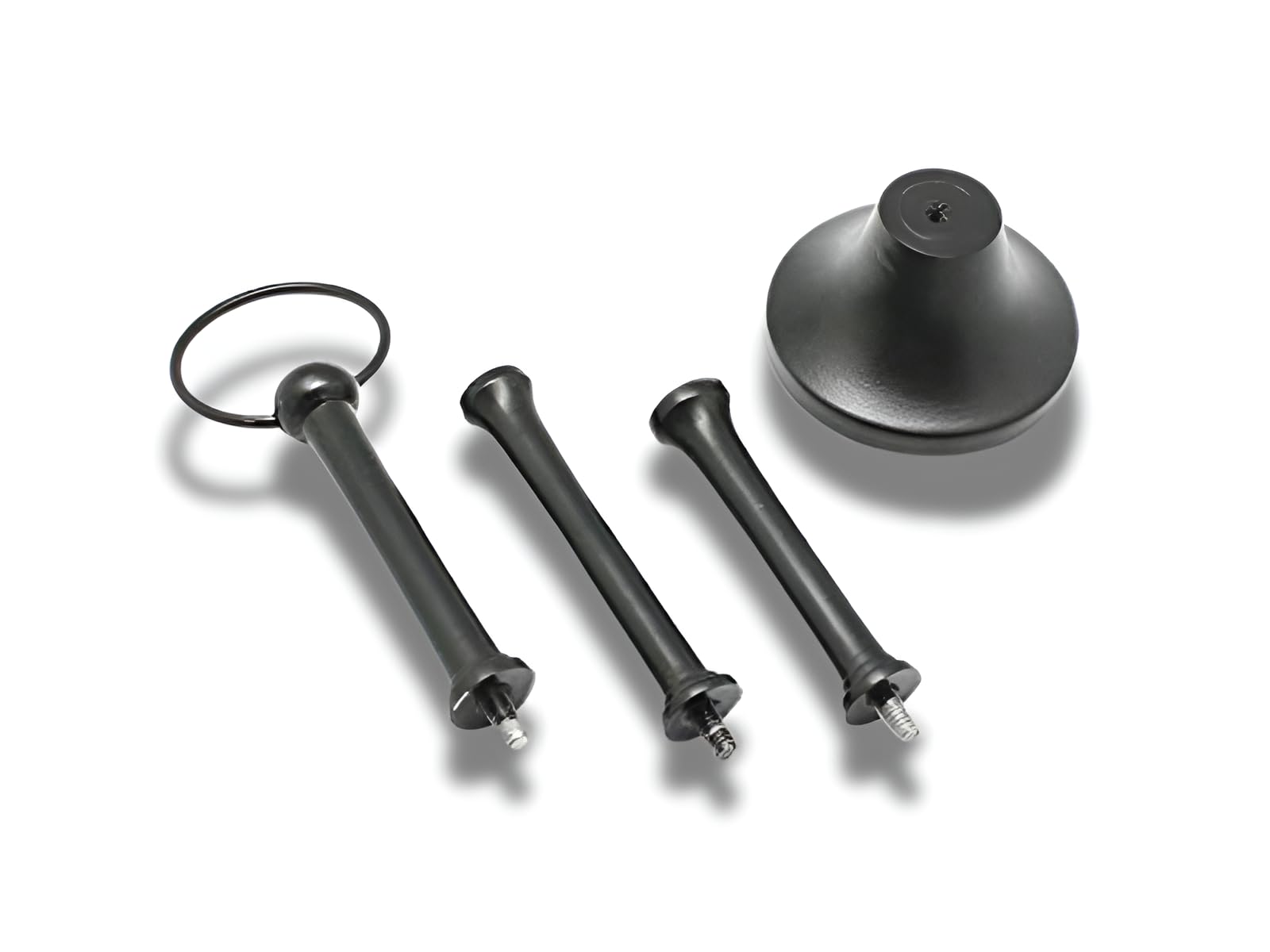 Etageren Stangen Set für 2 oder 3 Platten - Aluminium - mit Greif-Ring - stabile Ausführung - Hanna's Laden (Schwarz, für 3 Platten)