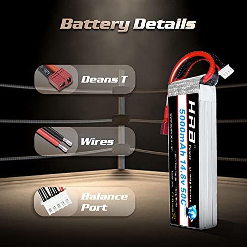 HRB 14.8v 5000mAh 50C 4S Lipo Battery with Deans T Plug For RC Airplane, RC Helicopter, RC Car/Truck, RC Boat