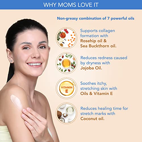Image of The Moms Co. Natural Stretch Oil to Reduces stretch marks for women| Australia-Certified Toxin-Free Stretch Mark Oil- 100 ml