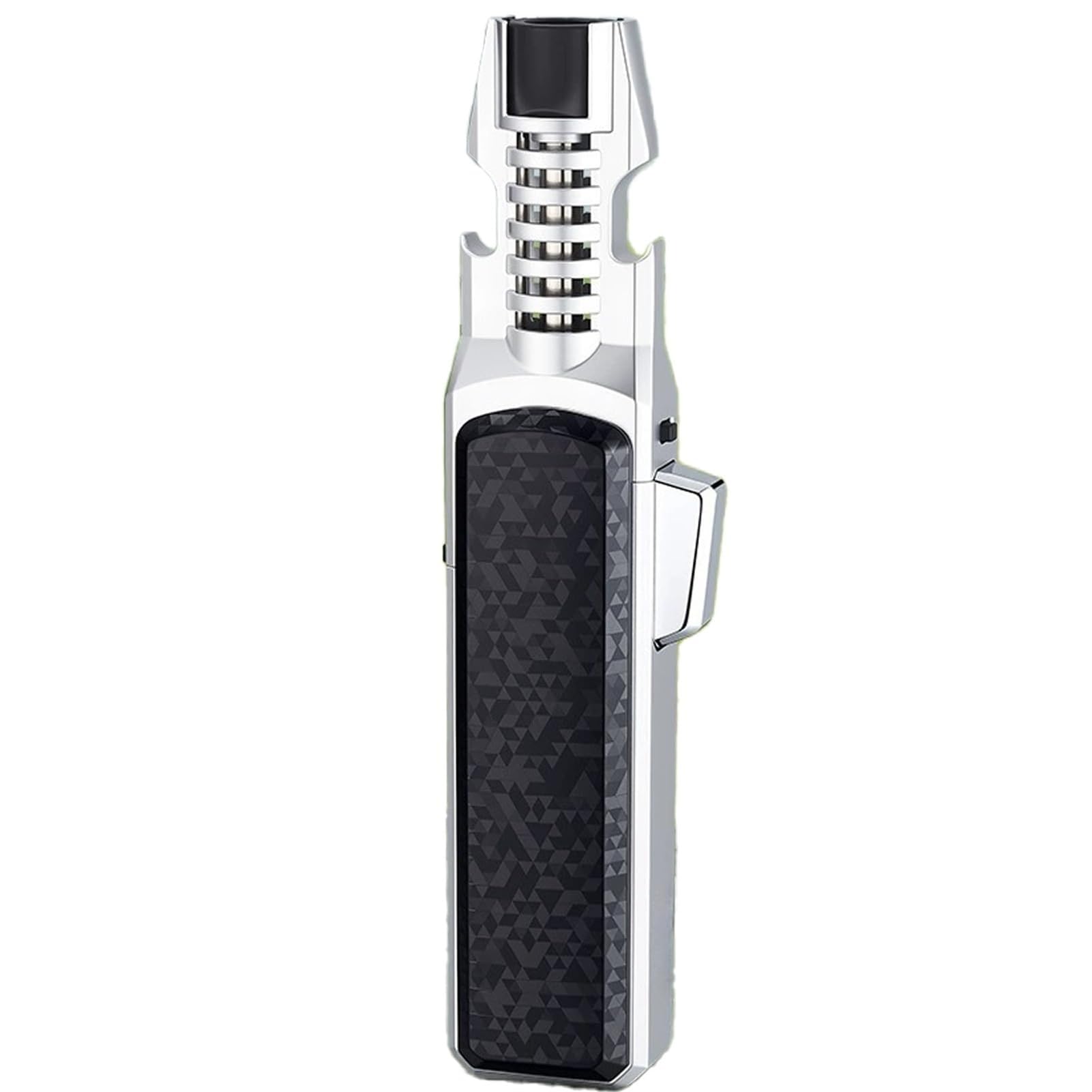 WeiGuangDu Accendino Portatile Antivento ad Alta Temperatura, Accendino Ricaricabile con apribottiglie e Blocco di Sicurezza, Adatto for Campeggio/camini (Carburante Non Incluso)(Silver)