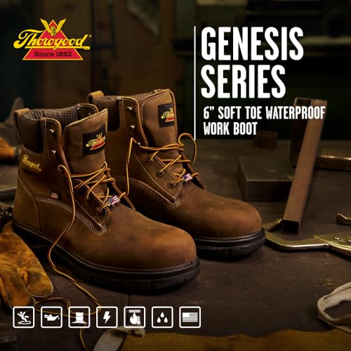Thorogood 6” Waterproof Work Boots for Men - Genesis Series - Full-Grain Leather with Comfort Insoles and Slip-Resistant Nitrile Rubber Outsoles2
