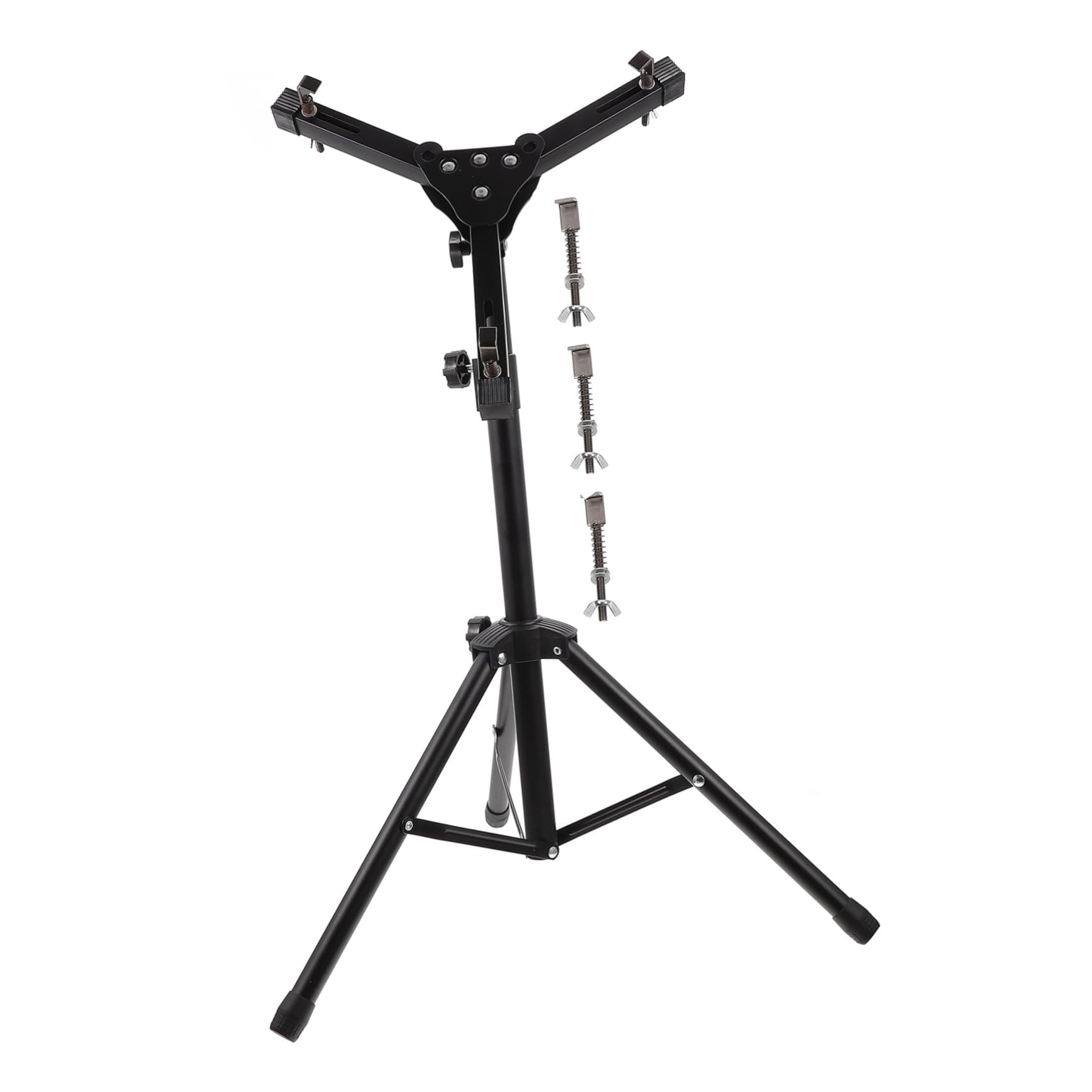 Yardwe 1Set Dumb Drum Stand Durable Black Folding Rack for Snare Drums Multi Angle Height Drum Holder for Practice and Performance