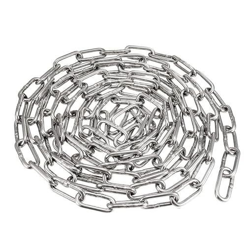 SUS304 Stainless Steel Chain Metal Link Small Light Duty Utility for Home Outdoor Camping Hanging Pet Chain Prevention Theft,Garden Heavy Duty Chains,Thickness 0.12 inches (3mm)- Length 9.8ft (3m)