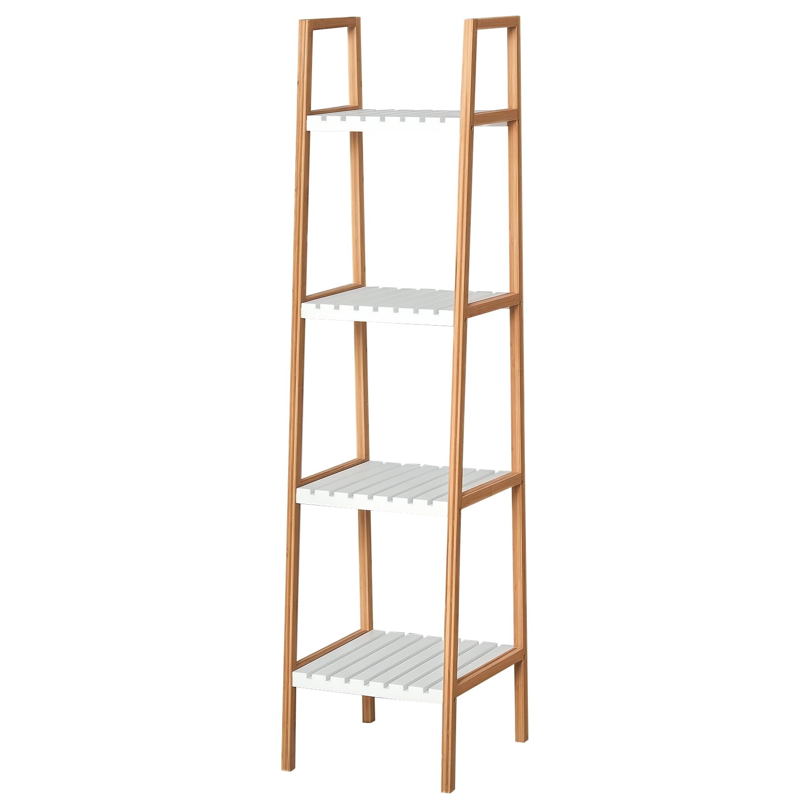 kleankin Estantería Escalera 4 Niveles 35x36x138,5 cm Blanco y Natural