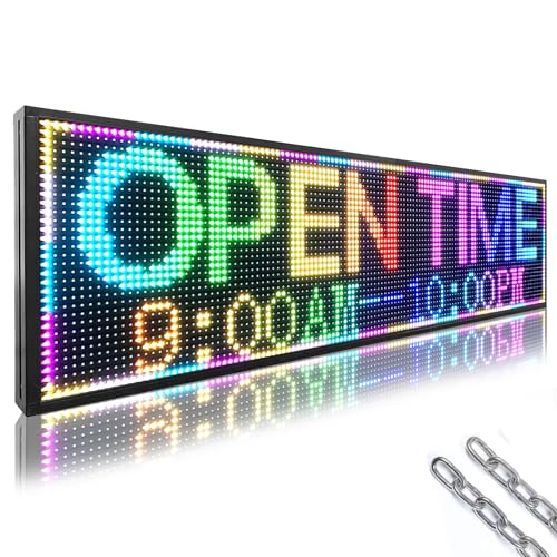 Image of P10 Outdoor Led Sign 52 inchx14 inch RGB Full Color WiFi Programmable Bright LED Scrolling Message Display Board, Perfect Solution for Advertising