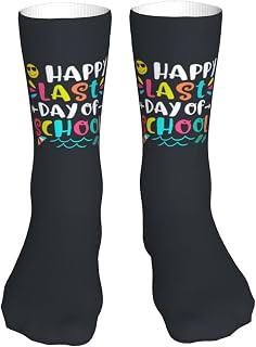 Happy Last Day Of School1 Socks Women Crew Sock Thick Stockings Moisture Socks Compression Running Sock 16 Inches