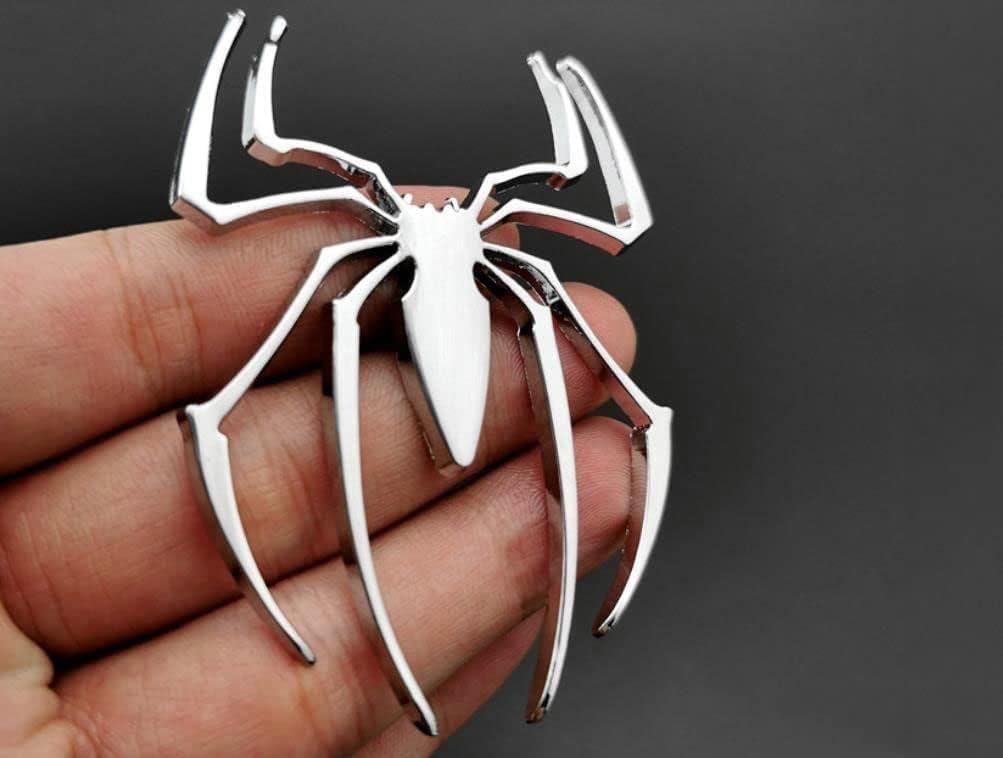 AutoBizarre 3D Raised Spider Logo Metal Monogram Emblem Badge Sticker for All Cars & Bikes (Silver)