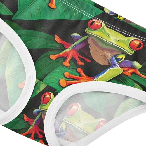 Joisal Toddler Underwear Floral 2t Cotton Cute Panties Girl Fun Kids Briefs Undies Tree Frog Lush Tropical Green4