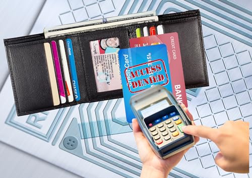RFID Signal Blocking Trifold Wallets for Men Genuine Cow Leather Slim3