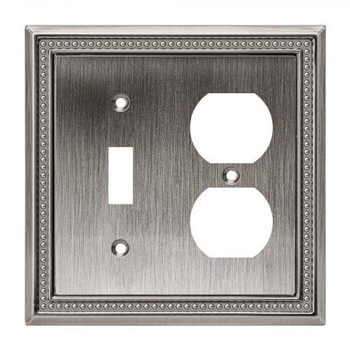 Image of Henne Bery Sunken Pearls Heavy Duty Decorative Wall Plate Switch Plate Outlet Cover (Toggle /Duplex, Heirloom Silver)