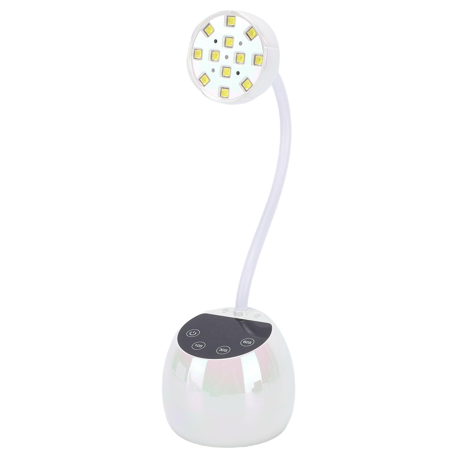 Lámpara LED Inalámbrica con Cuello de Cisne, Secador de Uñas de Secado Rápido para Manicura de Esmalte en Gel, Perfecta Tanto para Principiantes como para Profesionales (Galvanizado blanco