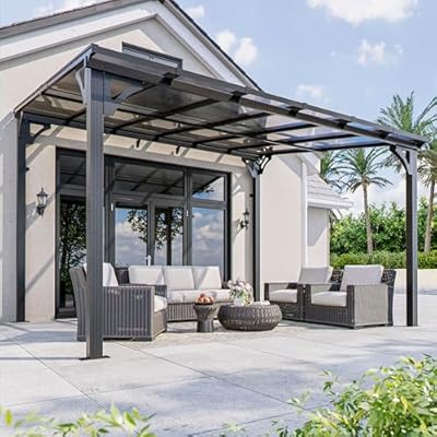 AirWire 10x12 FT Gazebo, Pergola Awnings for Patio with Hardtop Gazebos on Clearance, Patio Covers for Shade and Rain, Lean to Gazebo Sunroom Patio Canopy Outdoor Pergolas for Patios,Decks,Backyard