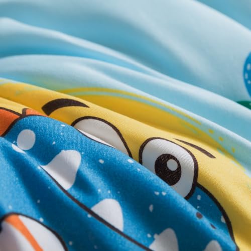 Image of Caressma 5 Pieces Comforter Set Bed-in-a-Bag Twin Size, Soft Brushed Microfiber Kids Comforter with Lovely Blue Dinosaurs Pattern, Includes Comforter, Fitted Sheet, Flat Sheet & Pillowcase & Sham