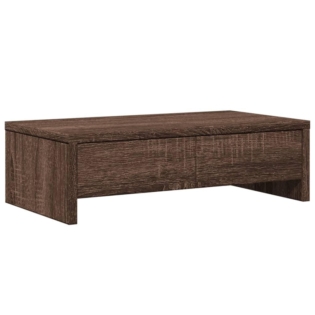 Vidaxl Monitor Stand With Drawers Monitor Riser Oak Engineered Wood Brown