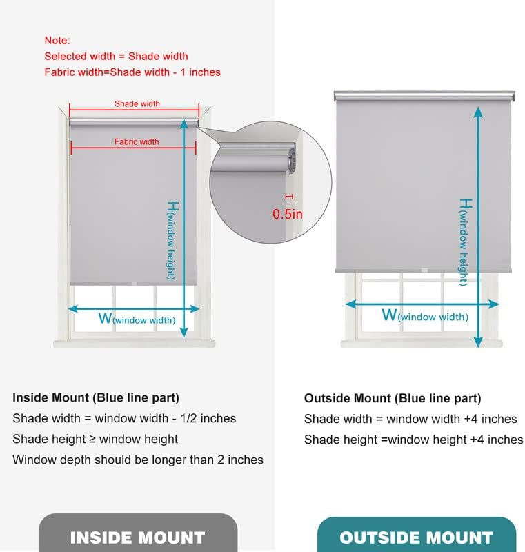 Miniatura 6 de Changshade Persiana enrollable de tela sin cordón, persianas de bloqueo de luz para ventanas con aislamiento térmico, protección UV, persianas