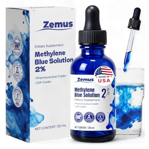 Zemus Methylene Blue Drops 2% Pharmaceutical Grade USP Made in USA 99.9% Pure Liquid Solution for Human Use Lab Tested Cognitive Support - 120 mL (4.06 fl oz)