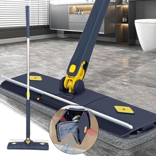 Image of LISHER Plastic Microfiber Floor Cleaning Mop with Scraper with 360 Rotating Head | Self-Wringings H&s-Free Automatic Water Squeezing Mop for Floors | Kitchen | Wall | Bathroom | Toilet