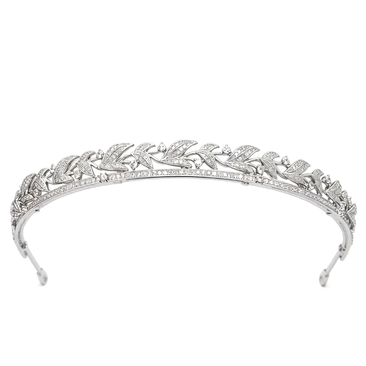 Zirkonia-Steinband für Hochzeit, Prinzessinnen-Diadem für Braut, Abschlussball, Haarschmuck in Kupfer, mit Zirkonia-Blättern, für Frauen