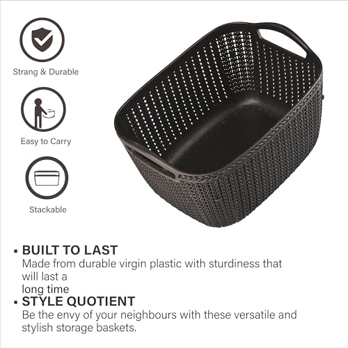 Image of Kuber Industries (10 LTR) Multi-Purpose Plastic Basket for Storage Q6 | Spacious Pooja Item Holder & Fruit Tokari | Aesthetic Home Organizers for Kitchen & Bedroom | Brown