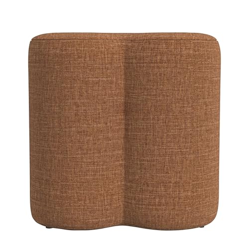 Image of HomePop 18 inch Clover Ottoman - Rust Orange Chenille