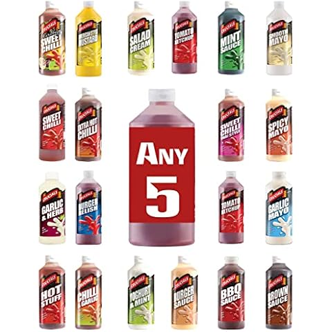 Crucials Sauces 500ml - Choose Your Favourite 5 Flavours - Tomato Ketchup, BBQ, Sweet Chilli, Burger Sauce, Brown Sauce, Garlic & Herb, Mayo and More Cover