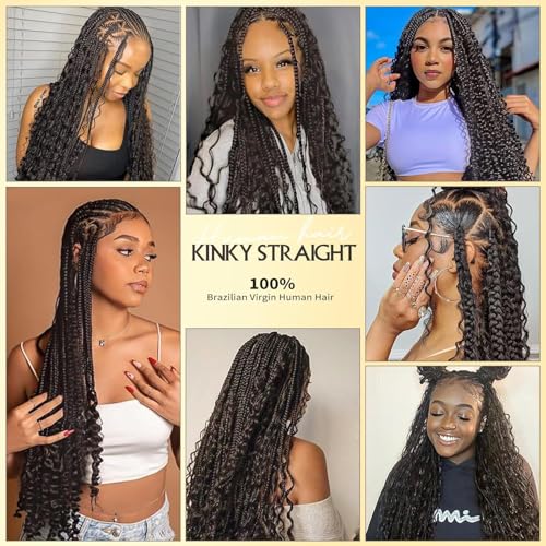 18 Inch Kinky Straight Human Hair for Wet and Wavy Braiding - 2 Pack/100g Bulk Curly Extension, kinky straight braiding hair - Image 4