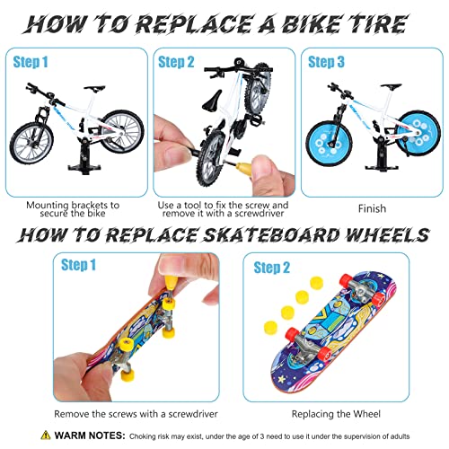 35 Pcs Mini Finger Toy Set, Finger Scooter/ Skateboards/Shoes/Bikes/ Tops/Pants/ Knee Pads, Tiny Swing Board, Mini Bike Wheels Toys For Party Favors #TOP6