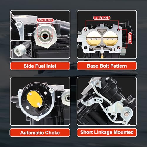 Image of New Marine Carburetor for Mercruiser 3.0 Carburetor 2 Barrel for Mercury Mercarb 3.0L 2.5L 4CYL Engine with Jets and Gasket W /Electric choke Long Linkage 3310-864940A01 8M0045397 Black