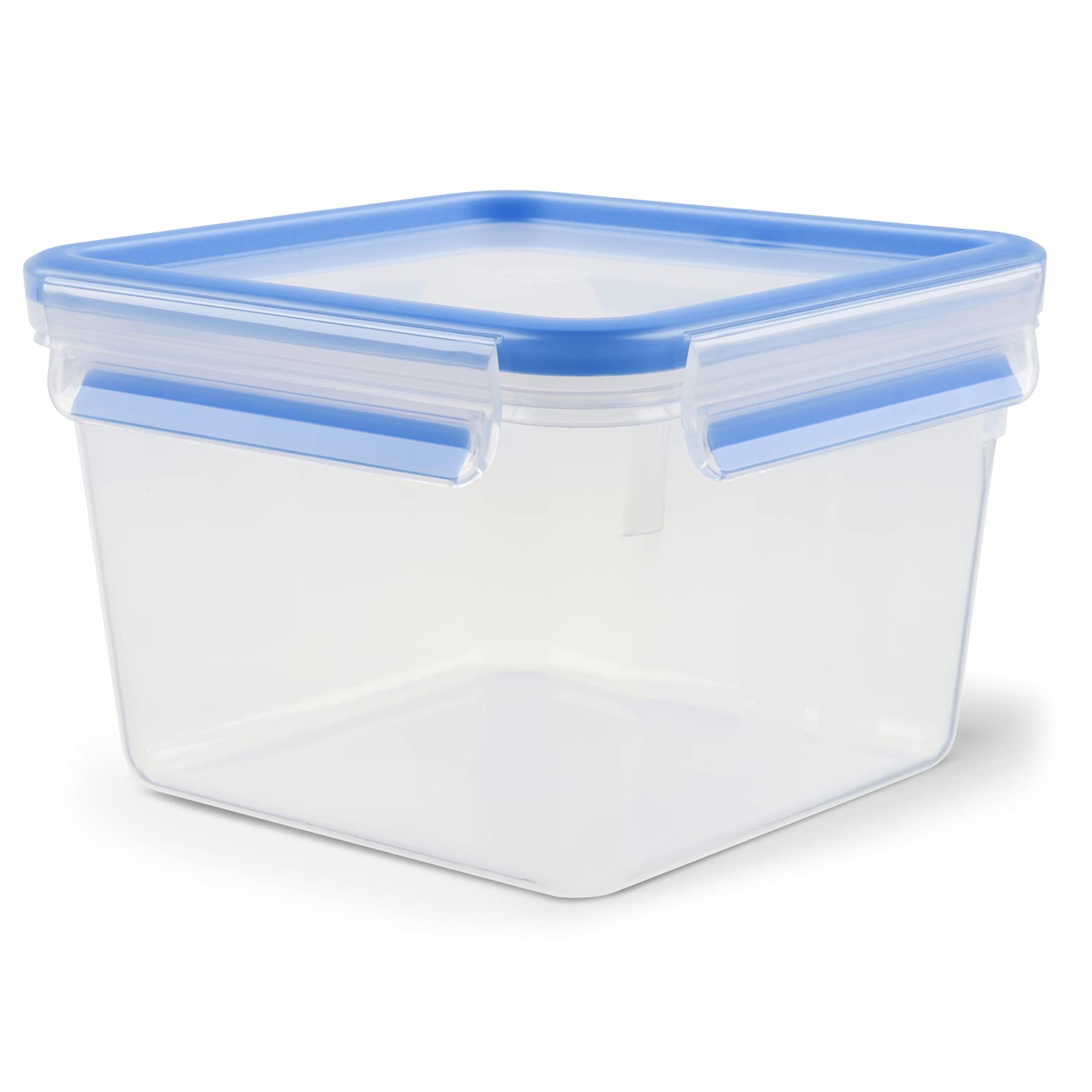 EMSA Clip & Close Frischhaltedose, quadratisch, 1,75 L, mit Deckel, Aufbewahrungsbox, 100 Prozent dicht, spülmaschinen-, gefrier-, mikrowellenfest, Transparent, Blau, Made in Germany, 508537