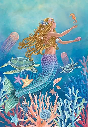 NAIMOER Mermai Diamond Painting Kits for Adults, DIY Full Drill 5D Diamond Art Nautical Fish Diamond Painting Kits (12" x 16") for Home Wall Décor (Diamond Art Mermaid)