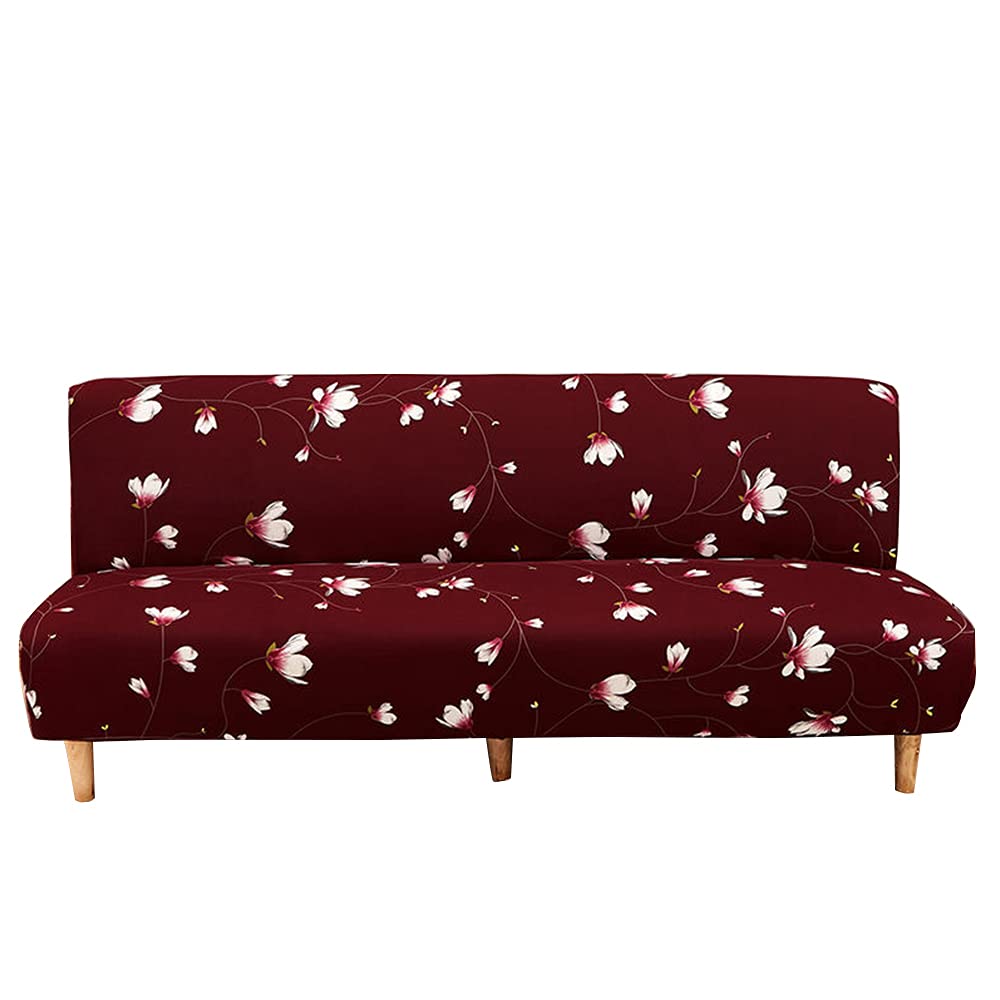 CHNSHOME Armless sofa covers stretch foldable sofa bed cover elastic printed armless sofa slipcover removable 1 seater