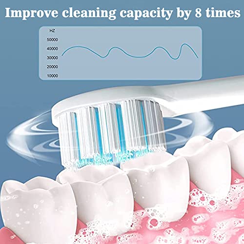 Image of Electric Toothbrush with 8 Brush Heads, 42000vpm 6 Modes IPX7 Waterproof, Soft Electric Toothbrush for Adults - 3 Pack, Black+White+Pink