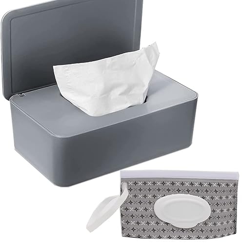Dispensador de toallitas para bebé con tapas para servilletas, portátil, caja de almacenamiento de pañuelos, mantiene el tejido húmedo fresco,