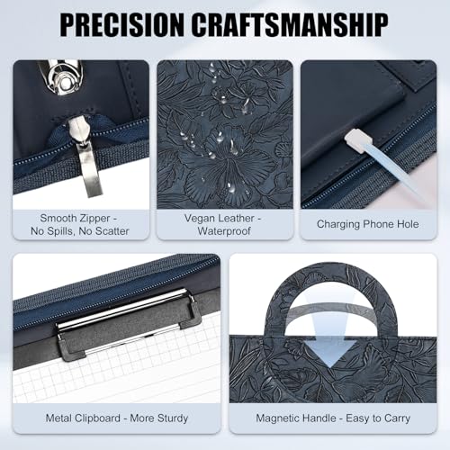 NATISERAUM Portfolio Binder 3 Ring Includes Pen and 5 Dividers with 10 Pockets, Padfolio Organizer with Magnetic Handle for Men and Women, Includes A4 Notepad for Business, School, Work by NATISERAUM - Image 5