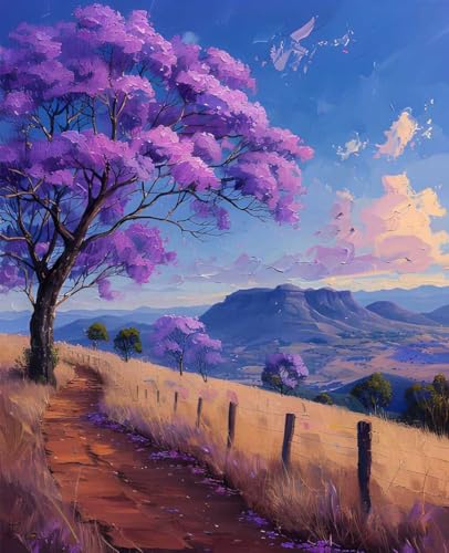 数字油絵 風景 数字キットによる絵画 木 Paint by Numbers DIYペイント 大人の 初心者 子供用 簡単に塗れる アクリル水彩絵の具 手芸 画材 手工芸 キット 3つのペイントブラシと1つのセットのアクリル顔料を使用 ホーム オフィス装飾