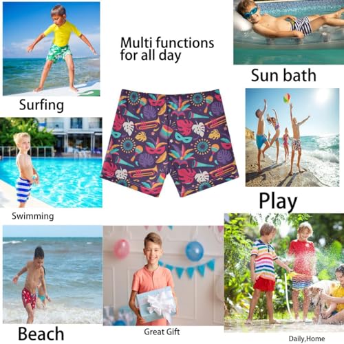 Boys Swim Trunks Quick Dry Kids Bathing Suit Colorful Pattern Toddler Swim Shorts Boardshorts Swimwear 3-10t2