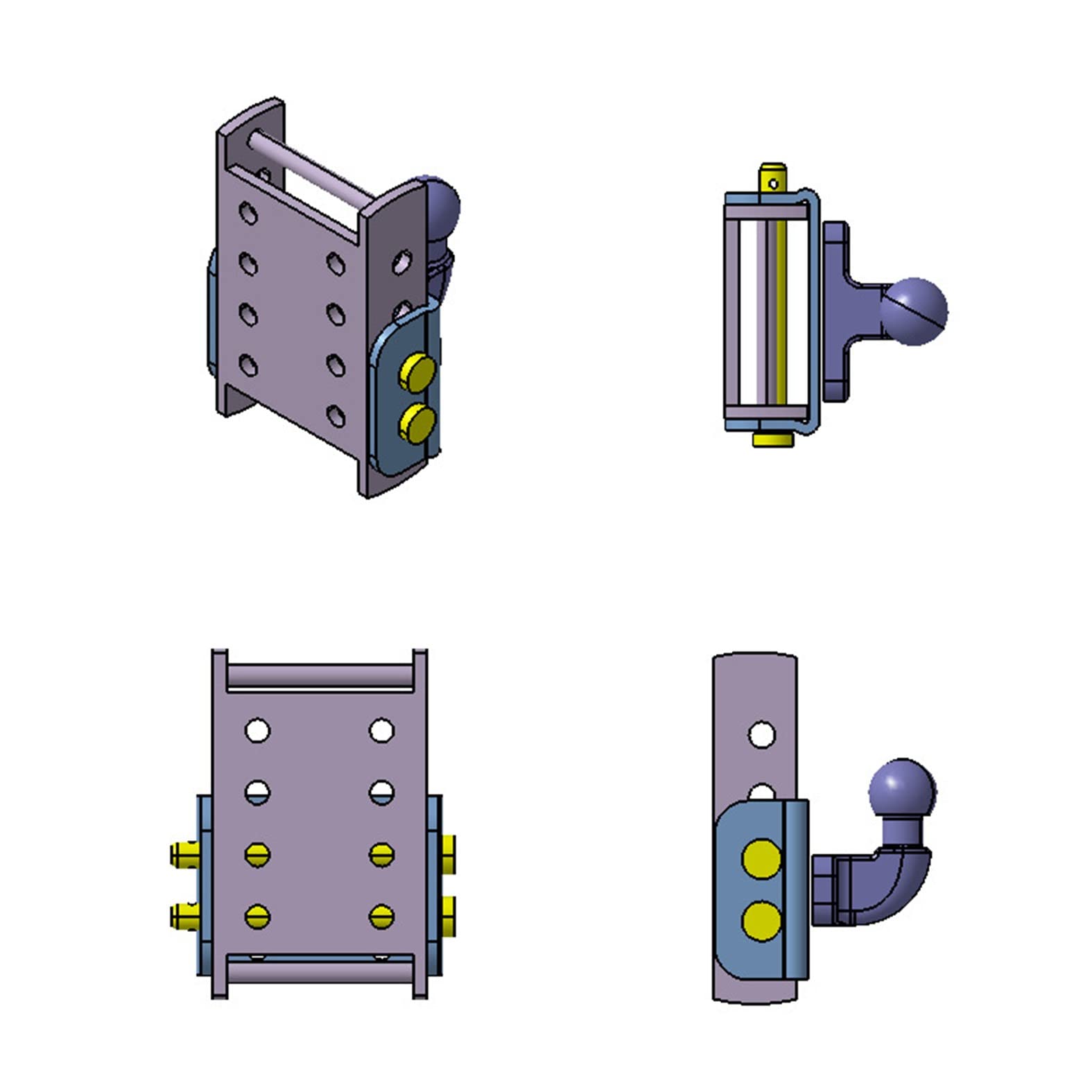XIMPLIO Gancio universale regolabile in altezza – Regolazione dell'altezza della sfera con sistema di cambio AHK-Bock (per 2 fori 90 mm AHK, nero, 3 x 45 mm)