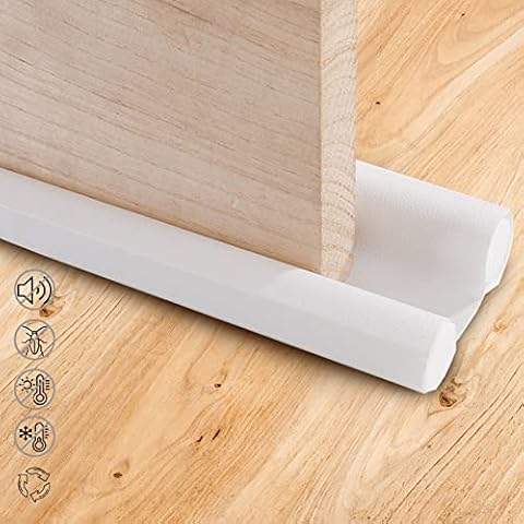 Scettar 96cm Draft Excluder for Doors, Double-Sided White Door Draft Excluder, Dustproof and Windproof Draught Excluder for Bottom of Door, Cuttable Isolation Strip for Doors/Kitchen/Bathroom/Bedroom Cover