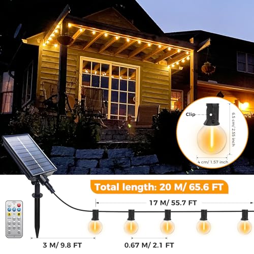 btfarm Solar Lichterkette Outdoor 20M mit Fernbedienung, Wetterfest – Ansicht 6