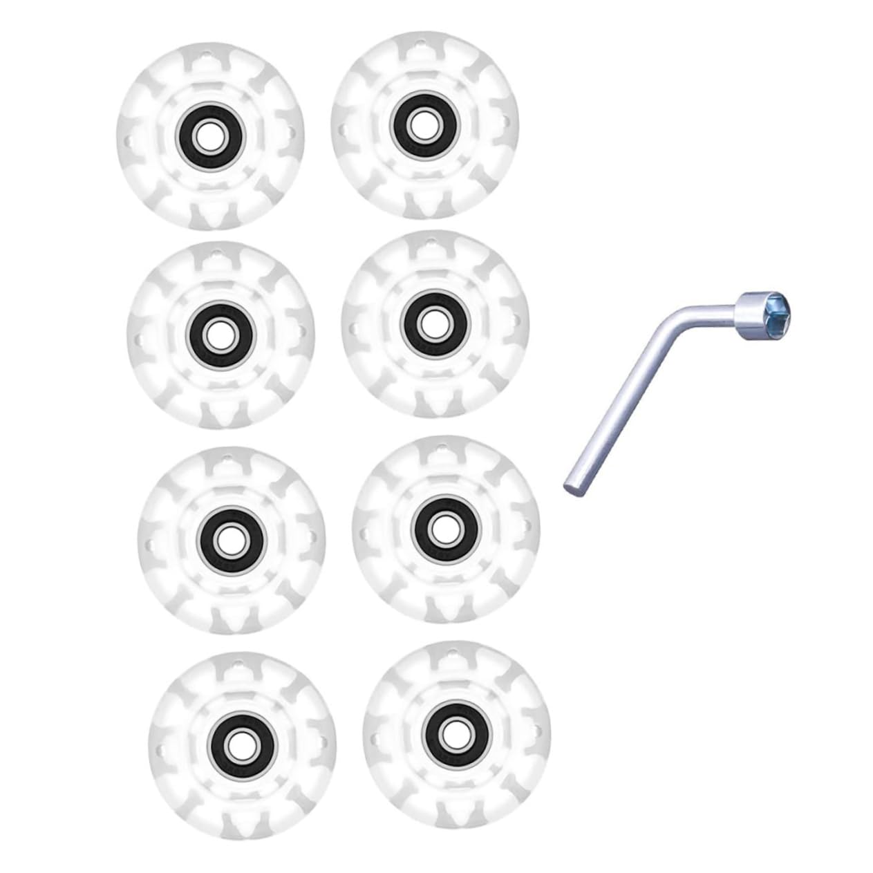 HEMOTON 1Set Light Up Roller Skate Wheels Double Row Skating Wheels for Adults Durable PU Material with Bearings for Outdoor Indoor Skating Glowing Design