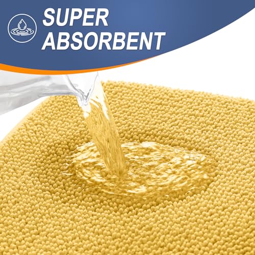 Image of OLANLY Thick Memory Foam Small Bathroom Rugs 24x16, Extra Soft Absorbent Bath Rug, Quick Dry Bath Mats, Non-Slip, Machine Washable Carpet for Bathroom, Tub and Shower, Home Decor Accessories, Yellow