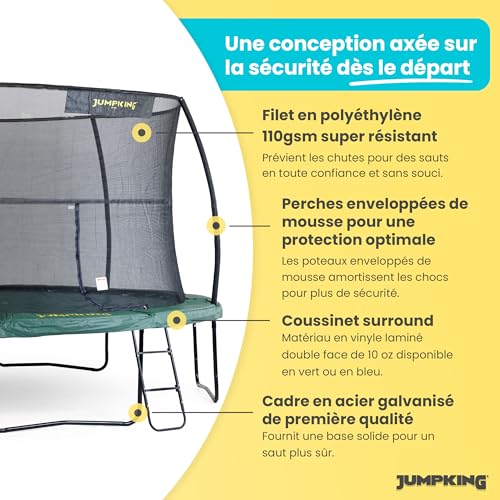 Jumpking 14ft Trampoline Rond avec Filet de Sécurité et échelle - JumpPod Deluxe | Trampoline D'extérieur pour Adultes et Enfants, 10 Ans de Garantie sur Le Cadre, Design EuroSpring – Image 4