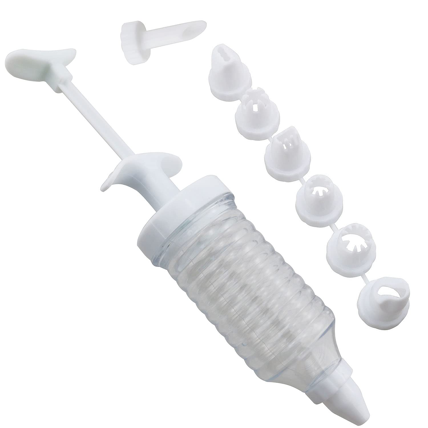 ZZHXSM Cupcake Injector Set - 1PC Plastic Cream Gun And 8pcs Cookie Pink Cake Decorative DIY Tools Tips, Pastry Syringe Extruder Kitchen Gadget Pastry Nozzles