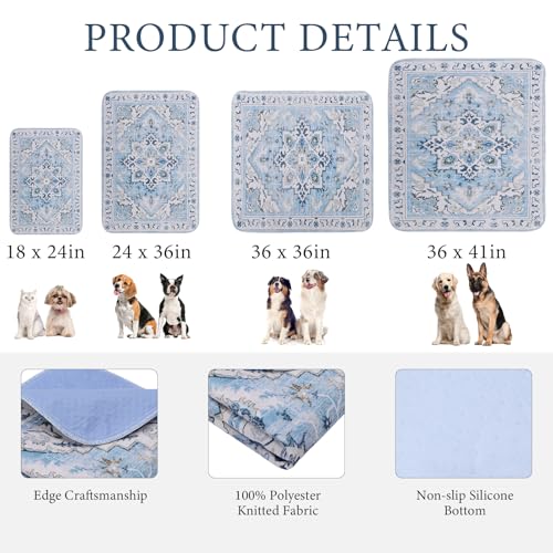 Image of Homimp Washable Pee Pads for Dogs,2 Pack Reusable Puppy Pads Waterproof,Absorbent and Leakproof Dog Pee Pads,Non Slip Puppy Training Pads, Pet Mat for Floor, Crate, Couch, Whelping,Blue, 36 inchx41 inch