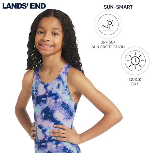 Image of Lands' End Girls' UPF 50+ Stretch Crisscross Back One Piece Swimsuit