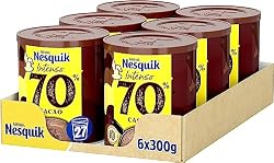 Nesquik Cacao Soluble Intenso 70% 300g- Pack de 6 | Cacao soluble intenso con 70% de cacao, sabor fuerte ideal para amantes del chocolate intenso