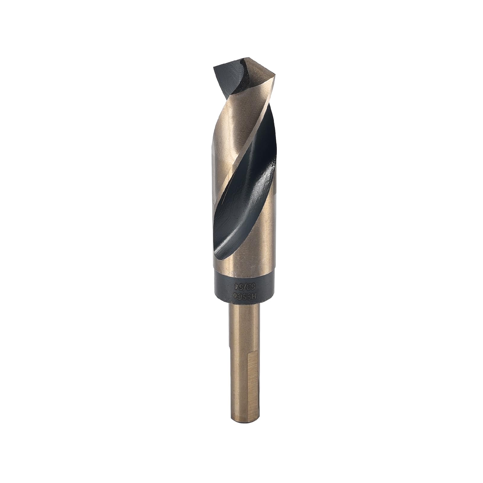 TopHomer Reduced Shank Drill Bit Set- 1/2” Shank Drill Bit, M35 HSS-Co Black and Gold Nitrided Finish, 135 Degree Split Point, Ideal for Wood, Plastic and Metal,Cutting Edge Diameter 63/64