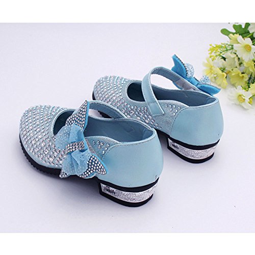 YING LAN Little Big Girl Glitter PU Leather Mary Jane Shoes Blue 28 - Thumbnail 2