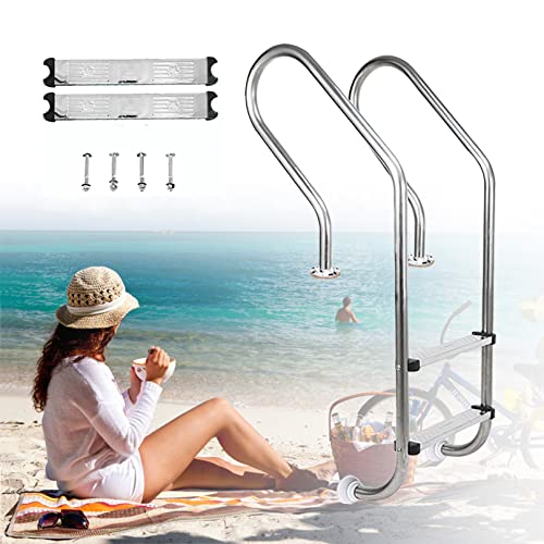 Baranda para piscina de acero inoxidable 2 peldaños miniatura 1