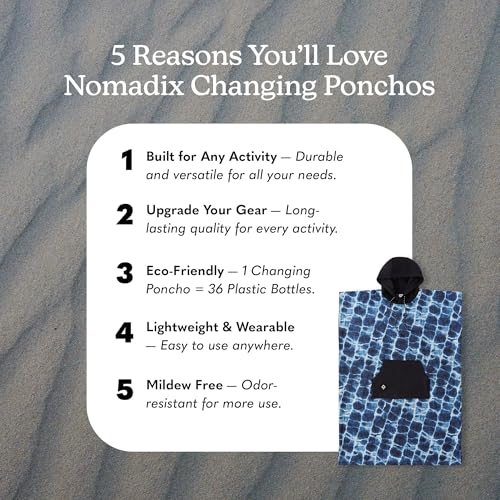 Nomadix Changing Poncho - Quick Dry & Absorbent Hooded Surf & Swim Poncho - Sewn Sides for Private Changing - Front Pocket Storage - Made from Post-Consumer Recycled Materials2